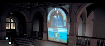 Andrew Stones - 'Town Hall'. Installation with CCTV, BAC London 1999.