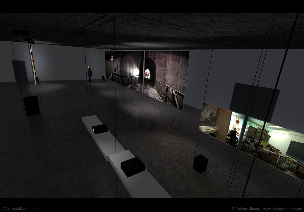 Andrew Stones - 'Atlas' - Installation with video and audio, Chisenhale Gallery London.